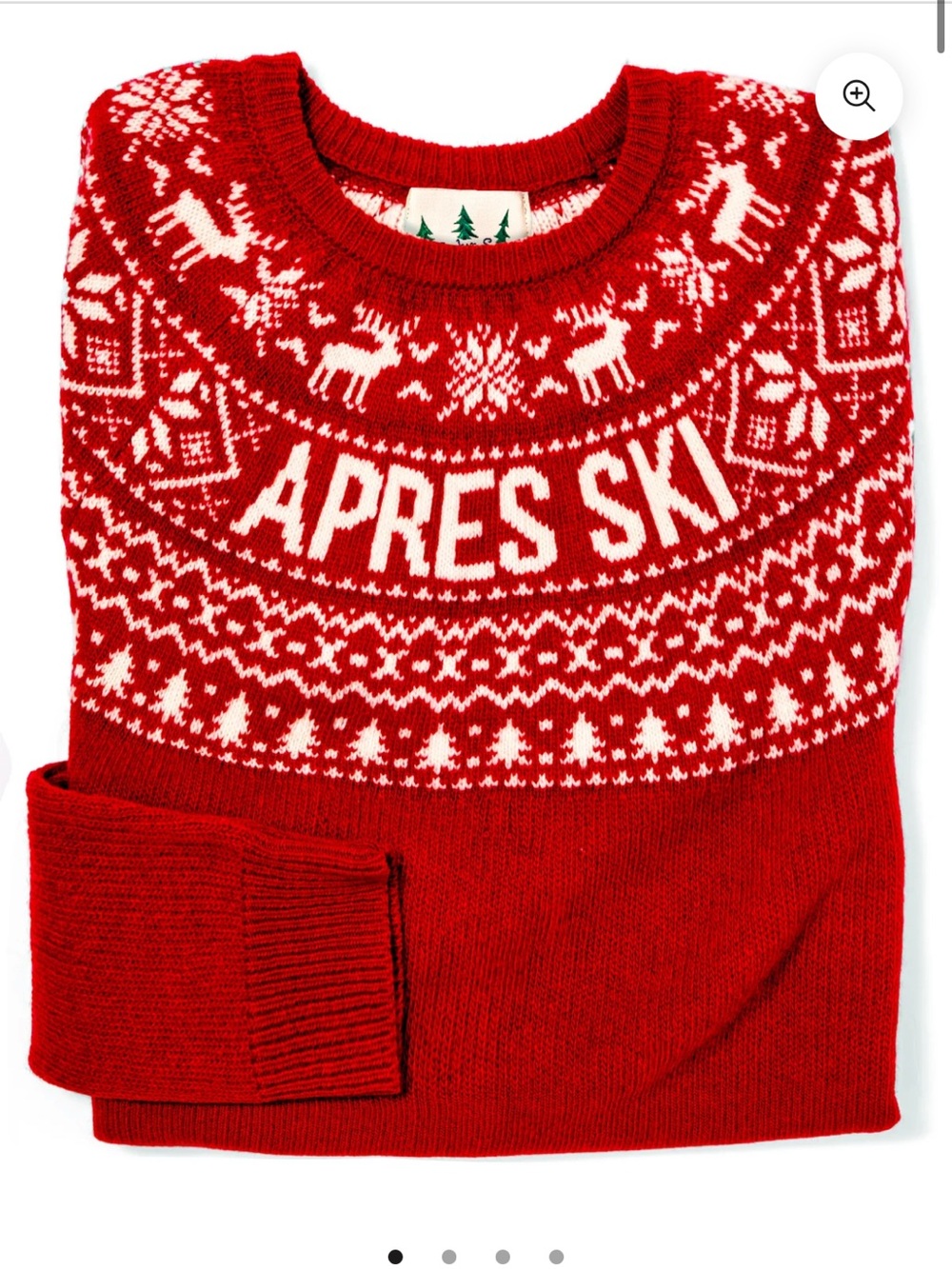 Kiel James Patrick Red and White 'APRES SKI' Crewneck Sweater